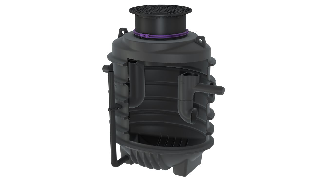 Separatorul de grăsime EasyClean ground Oval cu racord de eliminare directă