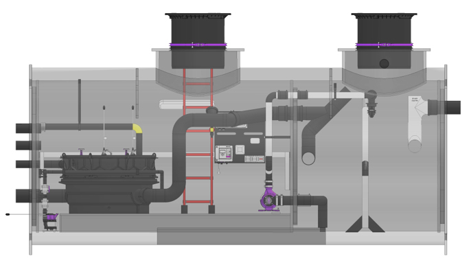 IL_Separator de grăsimi în conductă spirală cu cameră tehnică IL_Separator de grăsimi în conductă spirală cu cameră tehnică