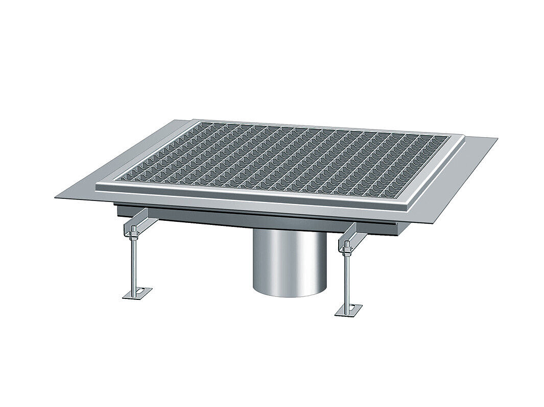 Rigole din oțel inoxidabil cu flanșă lipită, care pot fi prevăzute și cu orificii pentru apa de infiltrație Rigole din oțel inoxidabil cu flanșă lipită, care pot fi prevăzute și cu orificii pentru apa de infiltrație