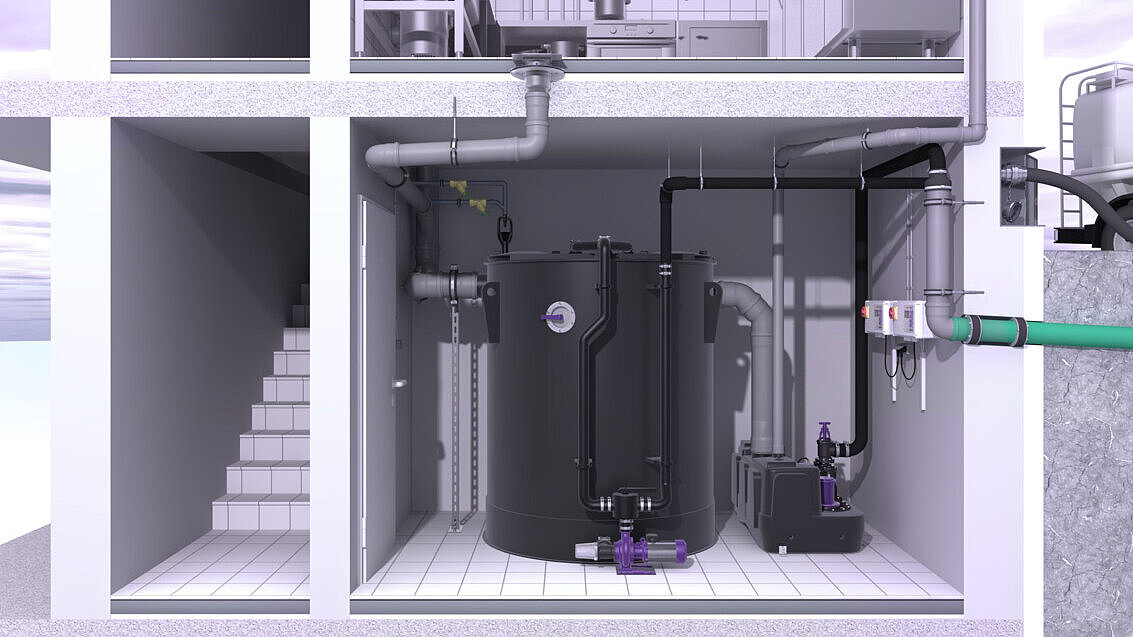 Propunere de instalare a separatorului de grăsimi EasyClean free round Propunere de instalare a separatorului de grăsimi EasyClean free round