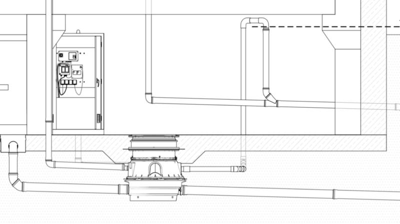 Einbaudarstellung mit Druckleitung Einbaudarstellung mit Druckleitung