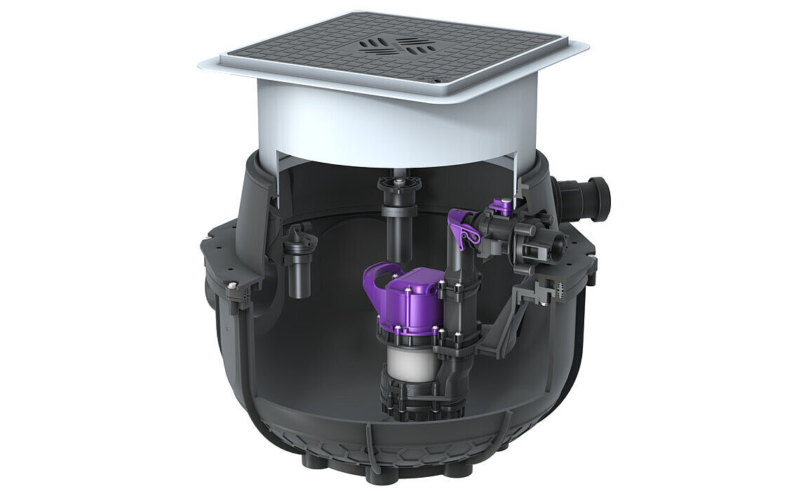 Instalația de ridicare Aqualift S Compact Mono Tronic, pentru montaj în pardoseală, negru