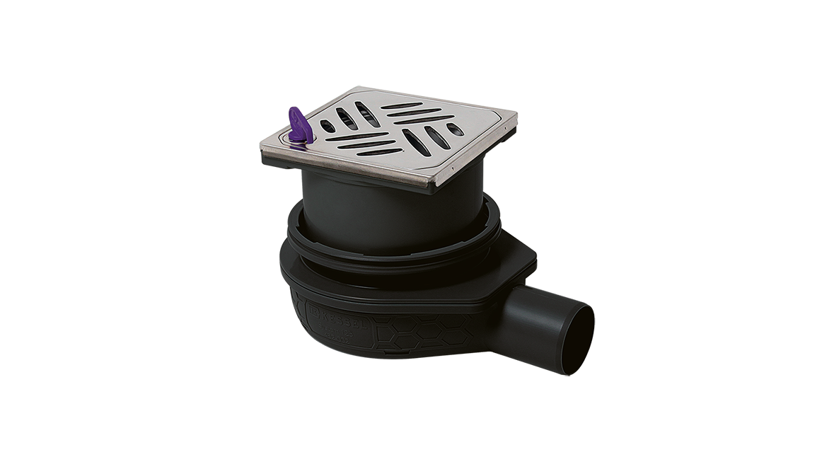 Sifon de baie varianta ultraplată 79, DN 50 cu grătar design Kessel cu sistem de blocare Lock & Lift, cu Megastop Sifon de baie varianta ultraplată 79, DN 50 cu grătar design Kessel cu sistem de blocare Lock & Lift, cu Megastop