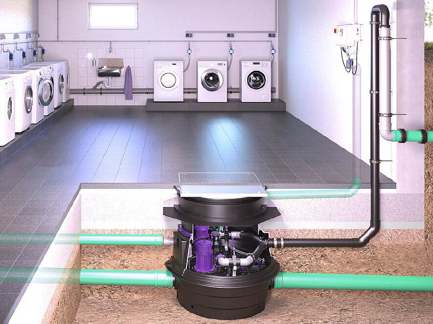 Instalația hibrid de ridicare Ecolift XL în subsolul unui bloc de apartamente