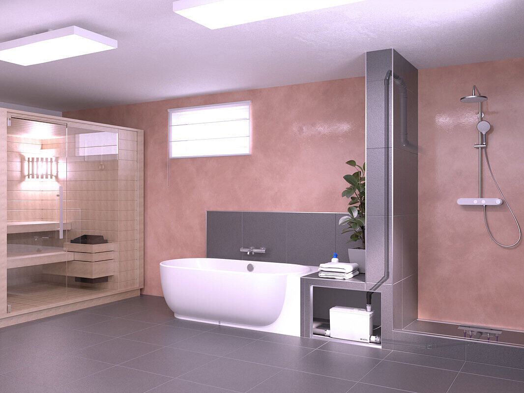 Pivnița cu saună, cadă și duș, văzută dintr-o altă perspectivă.